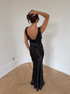 Miana maxi satin dress - Black