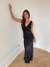 Miana maxi satin dress - Black