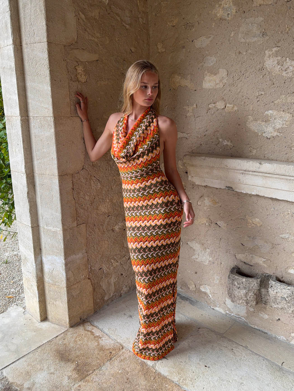 Soalia dress with pattern - Orange/green/brown