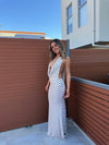 Maltina polka dot maxi dress – White/Dark brown