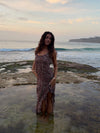 Ganny maxi dress with dots  - Brown/beige