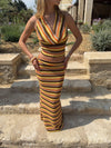 Sumara maxi skirt with pattern - Yellow/brown/orange