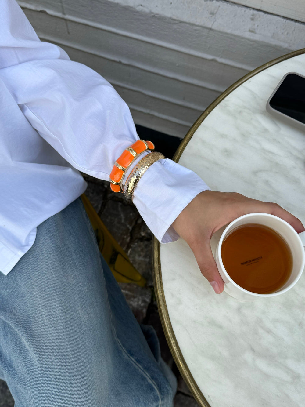 Ebony bracelet with stripes – Orange/gold