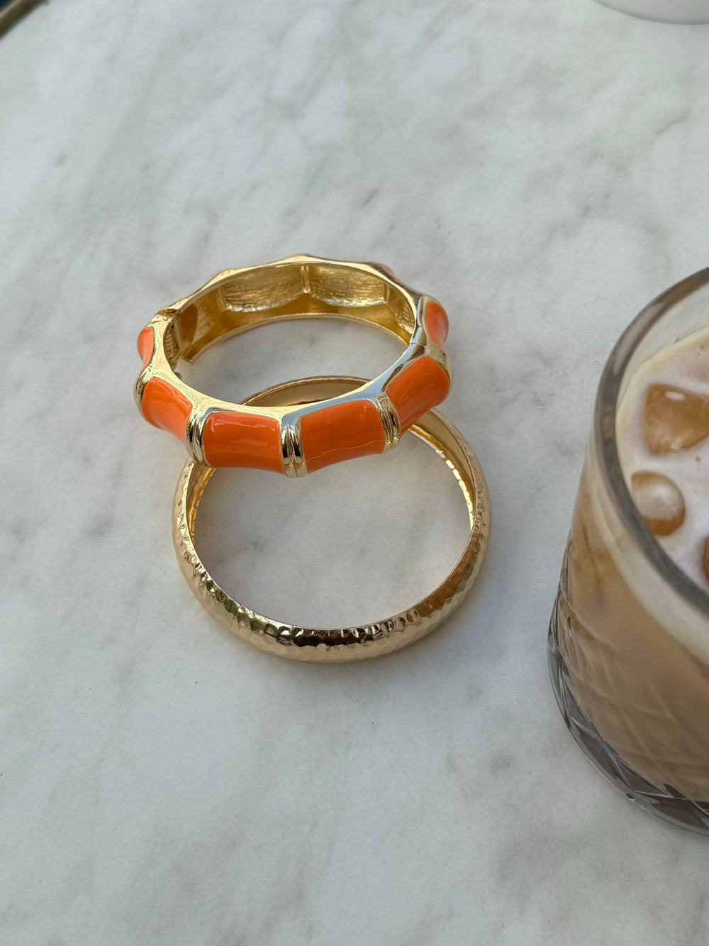 Ebony bracelet with stripes – Orange/gold