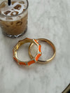 Ebony bracelet with stripes – Orange/gold