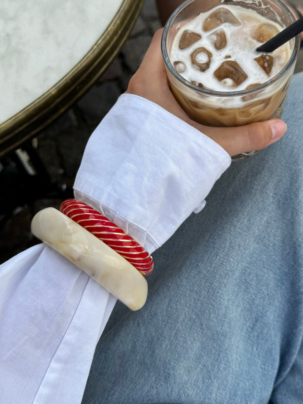 Eivora bracelet with stripes – Red/gold