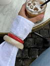 Eivora bracelet with stripes – Red/gold
