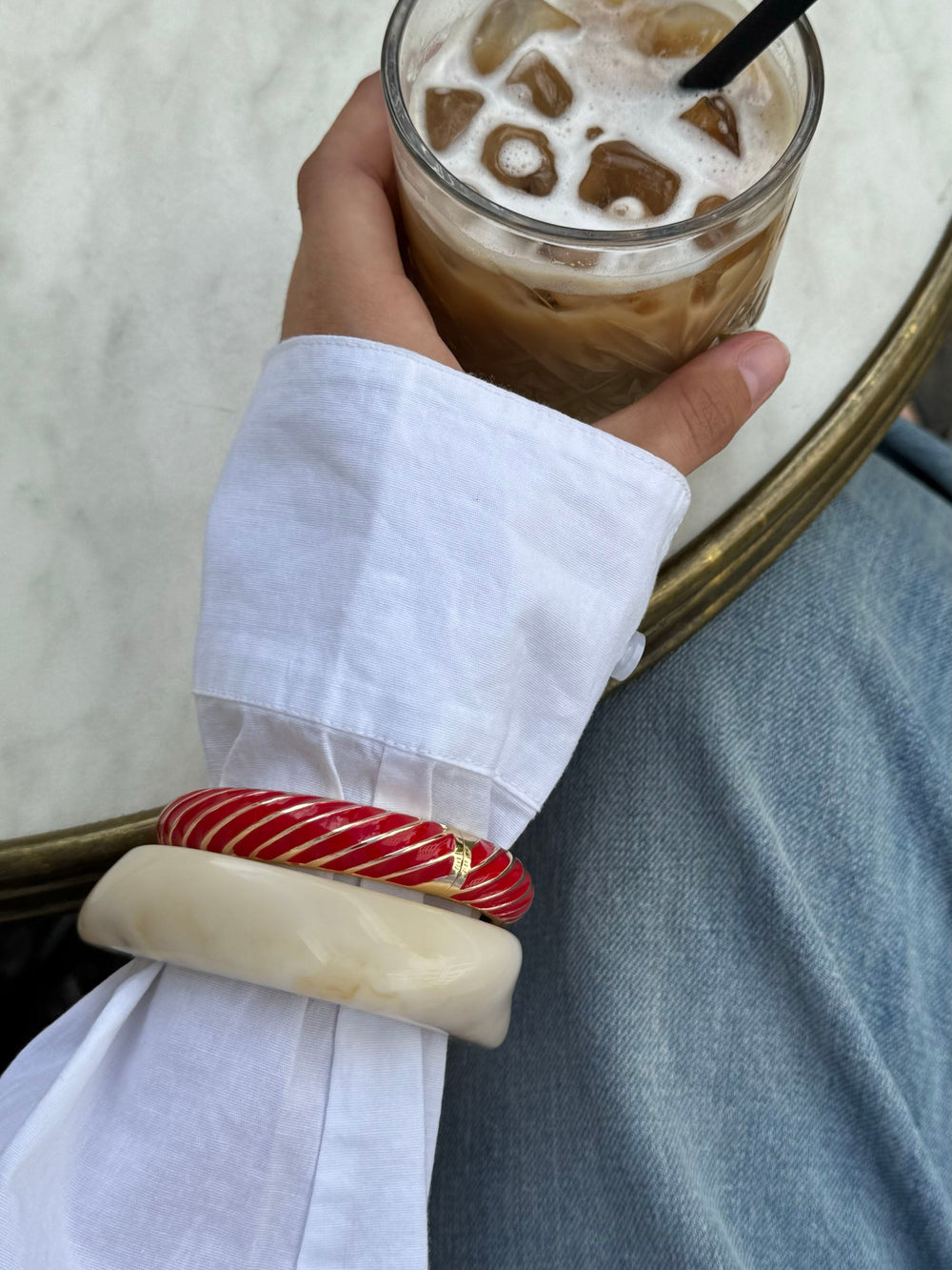 Eivora bracelet with stripes – Red/gold