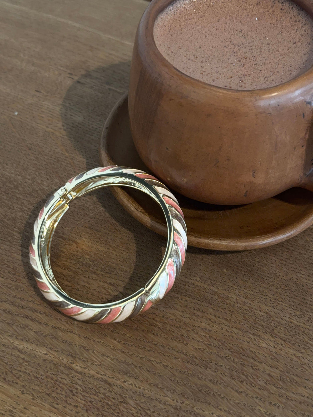Eivora bracelet with stripes – Pink/brown/gold