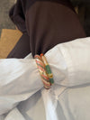 Sola bracelet with stripes – Green/off white/brown/gold