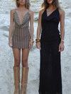 Sabi mesh dress with stripes - Brown/beige
