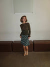Nielsine mesh skirt with polka dots - Khaki/white