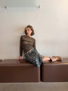 Nielsine mesh skirt with polka dots - Khaki/white