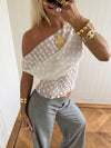 Scandivv mesh top with polka dots – White