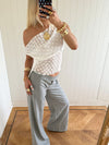 Scandivv mesh top with polka dots – White