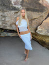 Yasmine midi skirt in mesh with dots - White