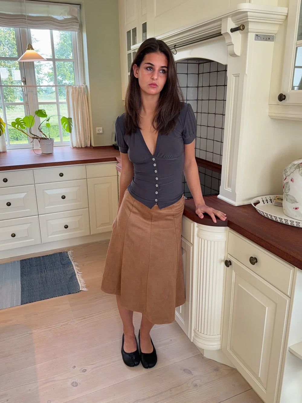 Gemma midi skirt- Brown