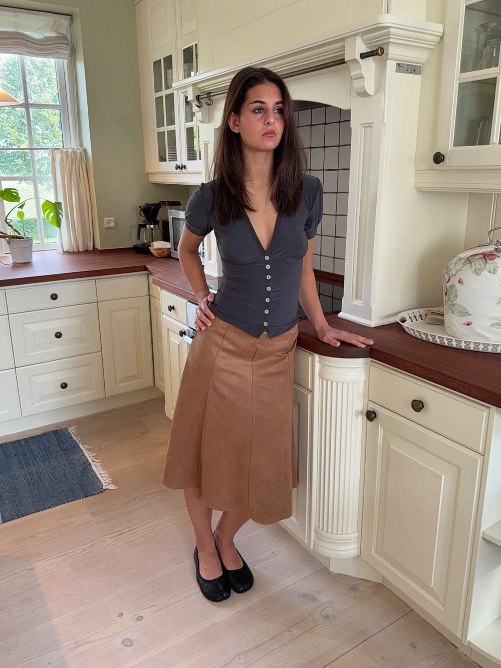 Gemma midi skirt- Brown