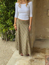 Elsana maxi skirt with checkers - Green/beige