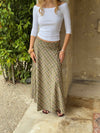 Elsana maxi skirt with checkers - Green/beige