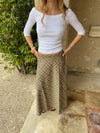 Elsana maxi skirt with checkers - Green/beige
