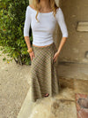 Elsana maxi skirt with checkers - Green/beige