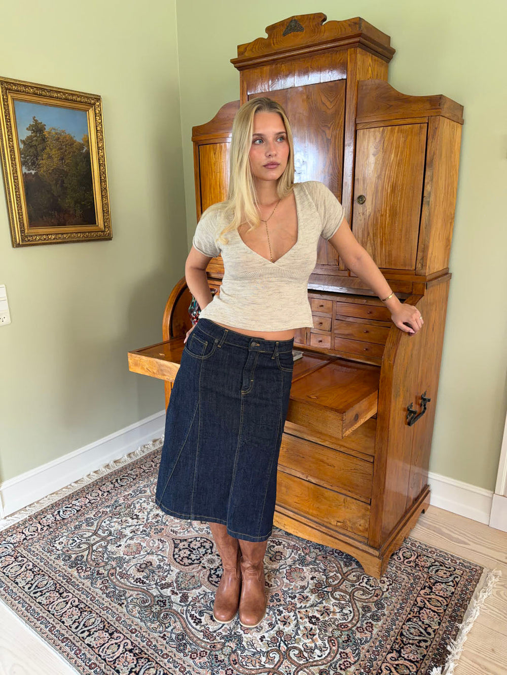 Britta midi skirt - Dark denim