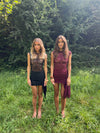 Olga mini dress with lace – Wine Red