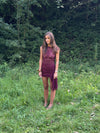 Olga mini dress with lace – Wine Red