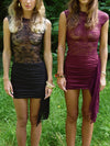 Olga mini dress with lace – Wine Red