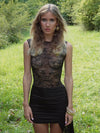 Olga mini dress with lace - Black