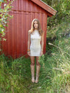 Kasy mini dress with sequins – Beige