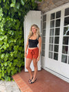 Stassy mini skirt with tie detail – Orange