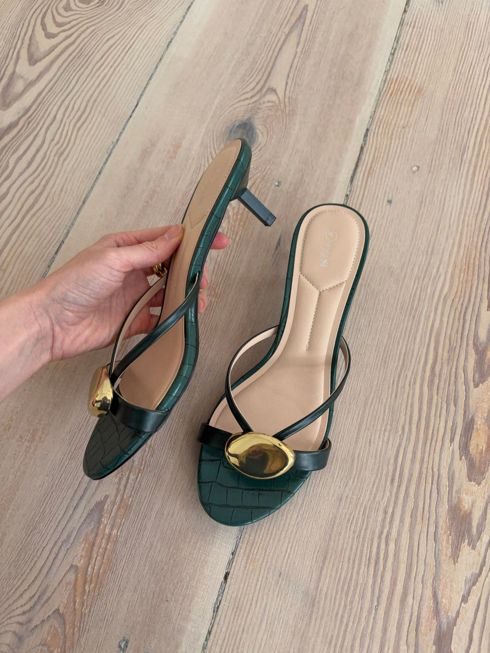 Cleopatra mini heels with gold detail - Green