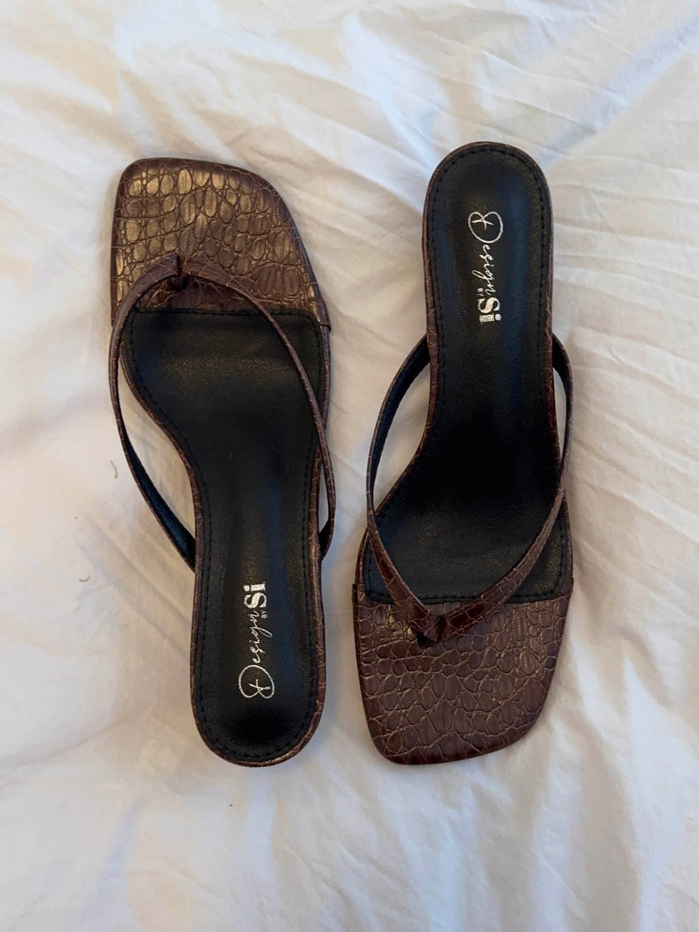 Safine mules with crocodile print – Brown