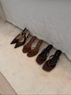 Safine mules with crocodile print – Brown