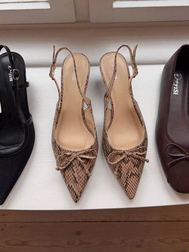 Mojsa mules with snake print – Beige