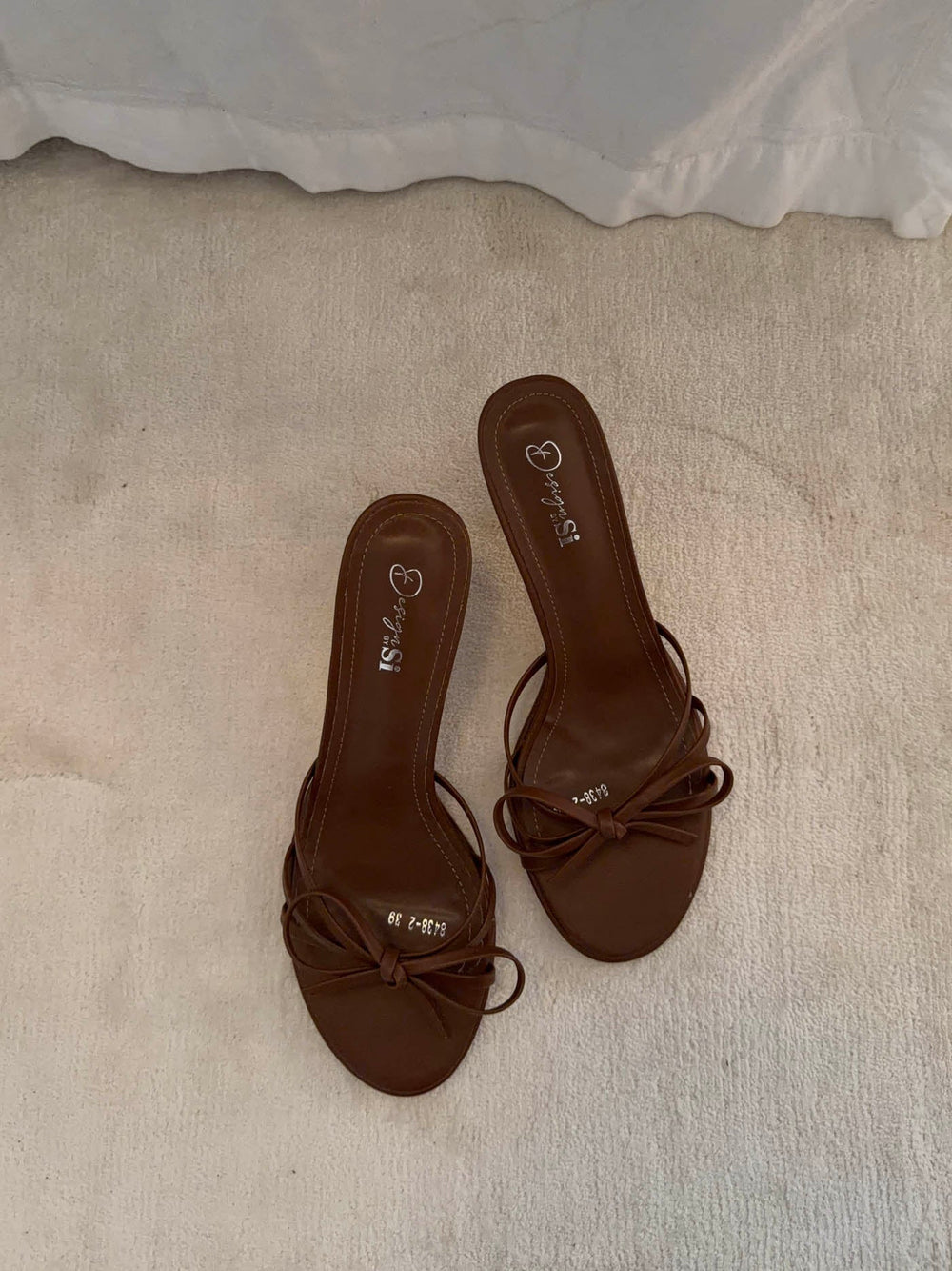 Anna mules with bow detail – Brown