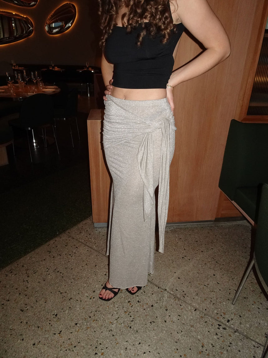 Eanie maxi skirt with glitter - Silver