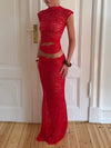 Marisol skirt in lace - Red