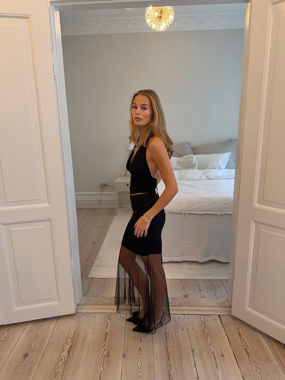 Noela skirt with rhinestones - Black