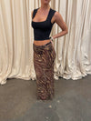 Azelma skirt in mesh with zebra print - Brown/beige