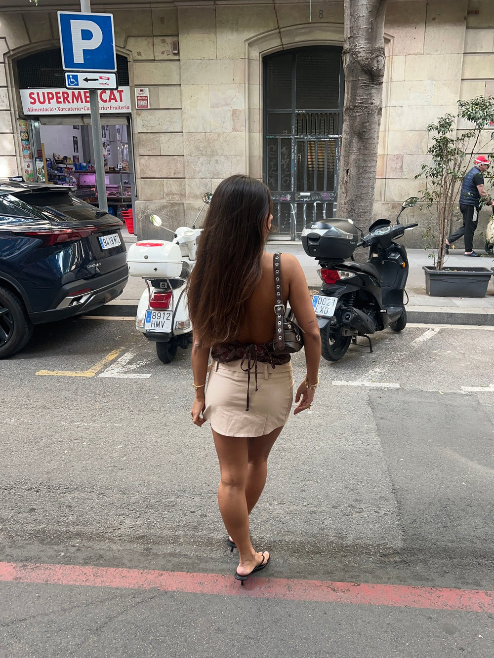 Jenny mini skirt with belt - Beige