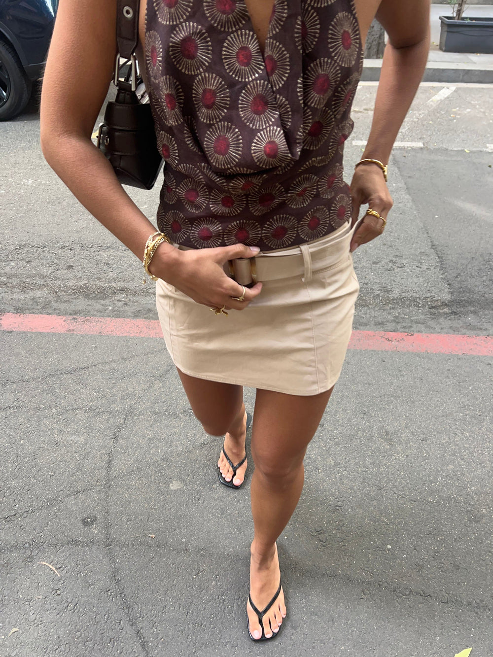 Jenny mini skirt with belt - Beige