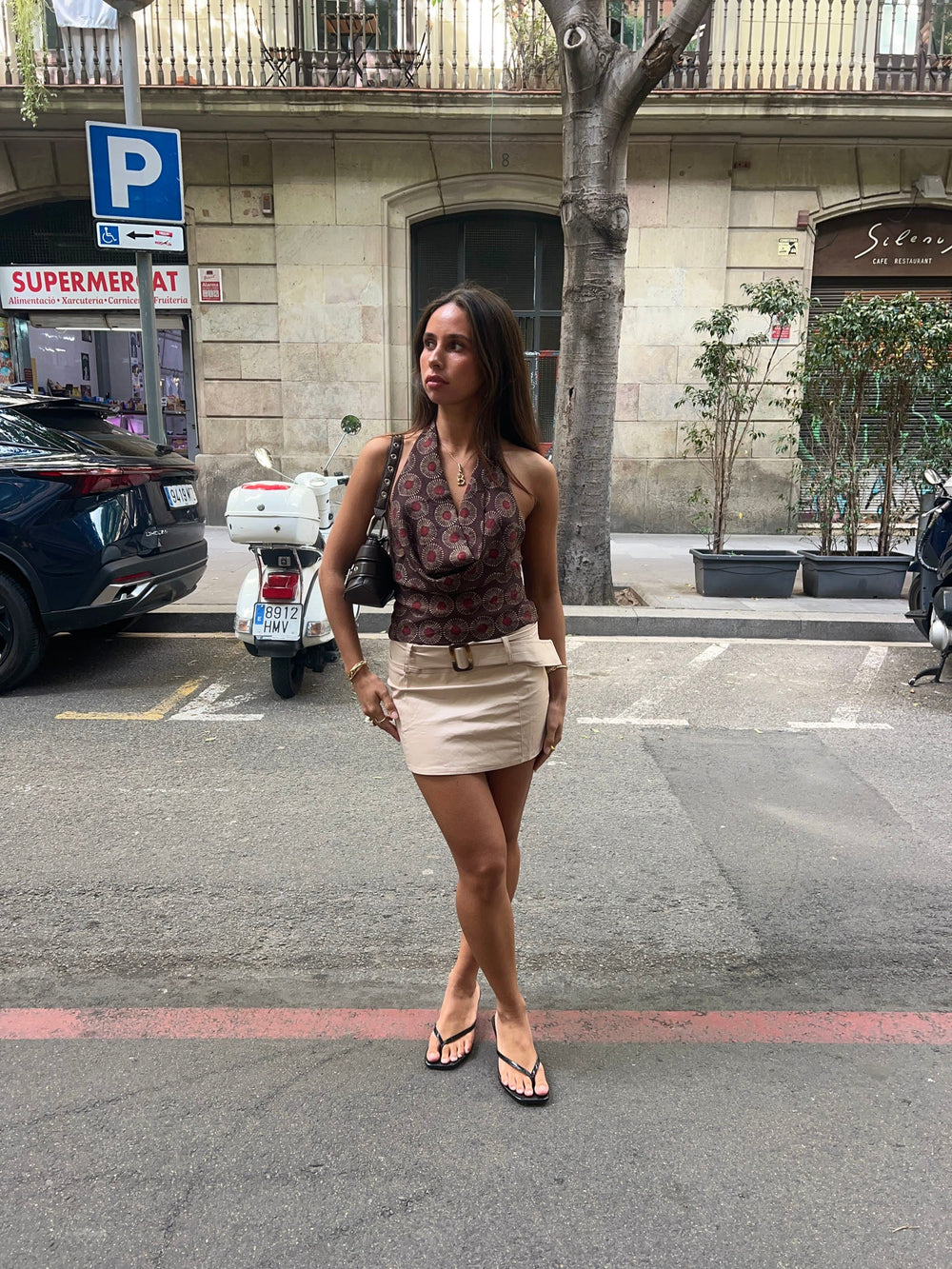 Jenny mini skirt with belt - Beige