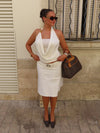Scandivv skirt with belt - White