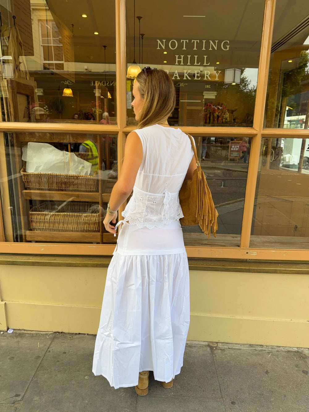 Malin Tomkins skirt with tie detail - White