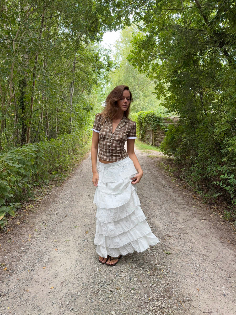 Tunika skirt with ruffles – White