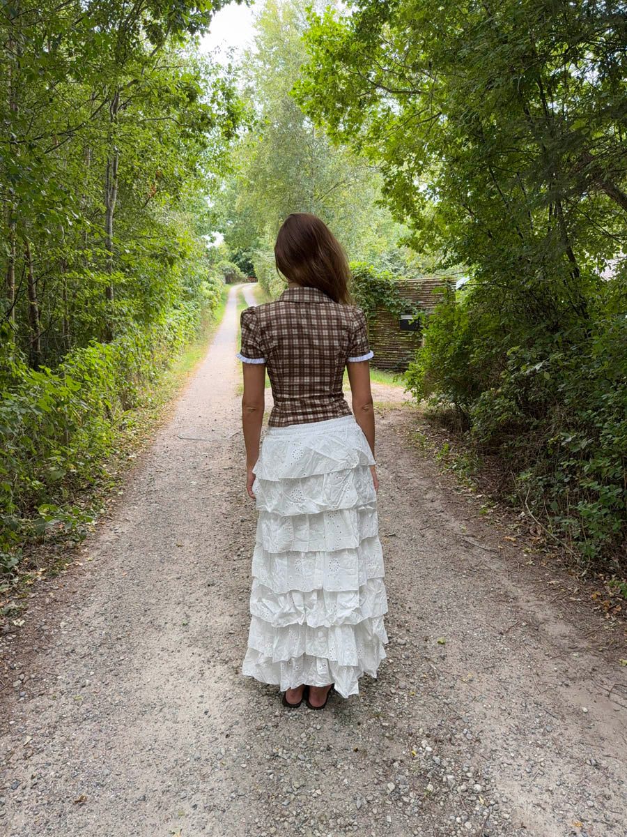 Tunika skirt with ruffles – White