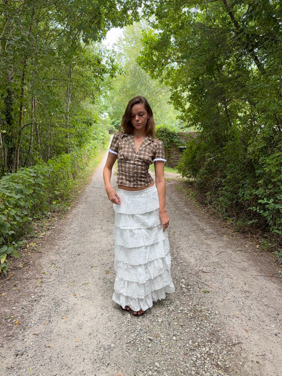 Tunika skirt with ruffles – White
